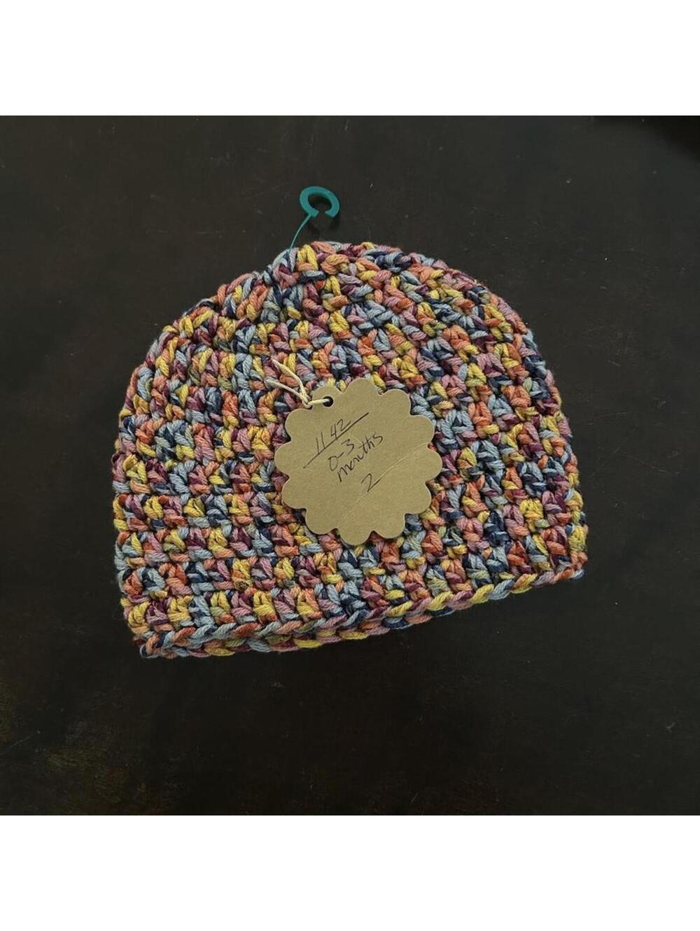 Multicoloured crochet baby hat